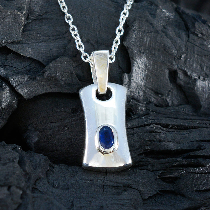 Blue Sapphire Whisper-thin Italian Silver Solitaire Paula Love Blue Pendant Jewelry