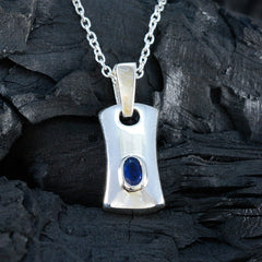 Blue Sapphire Whisper-thin Italian Silver Solitaire Paula Love Blue Pendant Jewelry