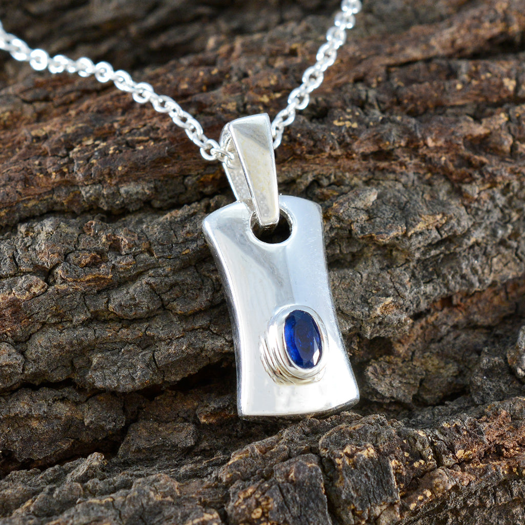 Blue Sapphire Whisper-thin Italian Silver Solitaire Paula Love Blue Pendant Jewelry