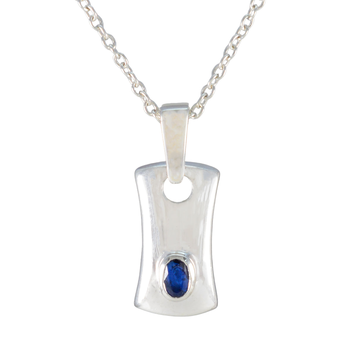 Blue Sapphire Whisper-thin Italian Silver Solitaire Blue Pendant