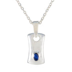 Blue Sapphire Whisper-thin Italian Silver Solitaire Blue Pendant