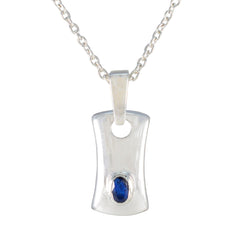 Blue Sapphire Whisper-thin Italian Silver Solitaire Blue Pendant