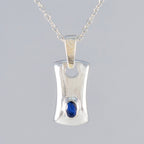 Blue Sapphire Whisper-thin Italian Silver Solitaire Paula Love Blue Pendant Jewelry