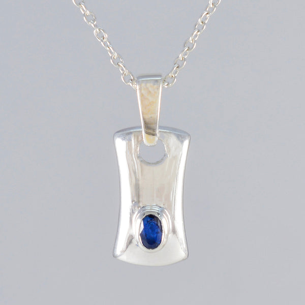 Blue Sapphire Whisper-thin Italian Silver Solitaire Paula Love Blue Pendant Jewelry
