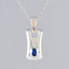 Blue Sapphire Whisper-thin Italian Silver Solitaire Paula Love Blue Pendant Jewelry