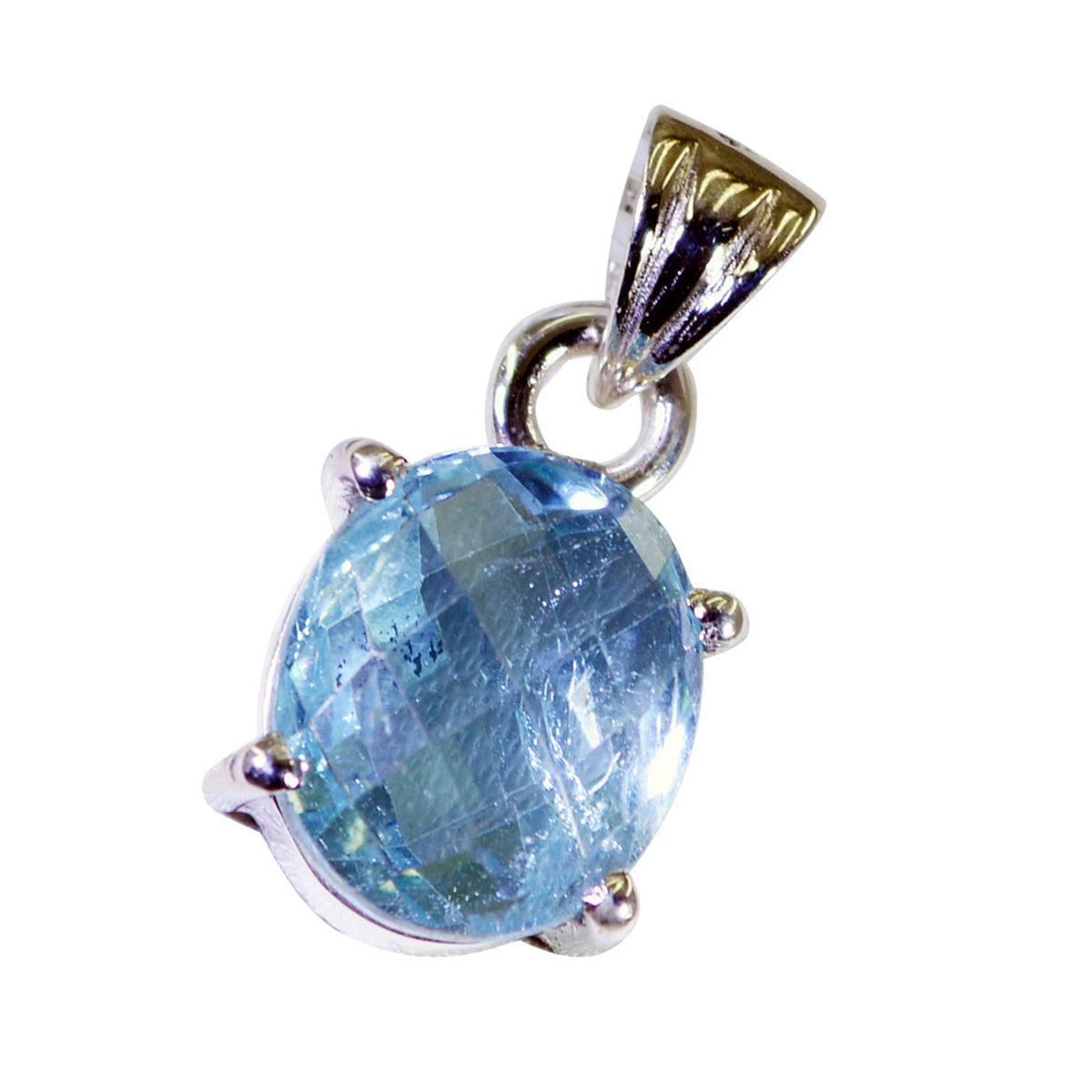 Blue Topaz Dainty Latin American 92.5 Silver Solitaire Pilar Abstract Blue Pendant Jewellery