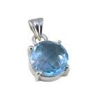 Blue Topaz Dainty French Silver Solitaire Aisha Sophisticated Blue Pendant Jewelry