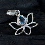 Blue Topaz Elegant Japanese Silver Solitaire Haruka Rope-Wire Blue Pendant Jewelry