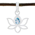 Blue Topaz Elegant Japanese Silver Solitaire Blue Pendant