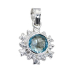 Blue Topaz Eye-catching Italian 925 Silver Solitaire Blue Pendant