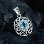 Blue Topaz Whisper-thin Spanish 92.5 Silver Solitaire Ida Filigree Blue Pendant Jewellery