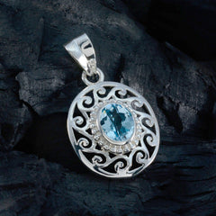 Blue Topaz Whisper-thin Spanish 92.5 Silver Solitaire Ida Filigree Blue Pendant Jewellery