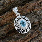 Blue Topaz Whisper-thin Spanish 92.5 Silver Solitaire Ida Filigree Blue Pendant Jewellery