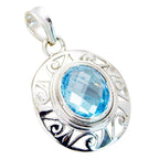 Blue Topaz Essential French Silver Solitaire Ella Retro Blue Pendant Jewelry