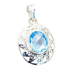 Blue Topaz Essential French Silver Solitaire Ella Retro Blue Pendant Jewelry