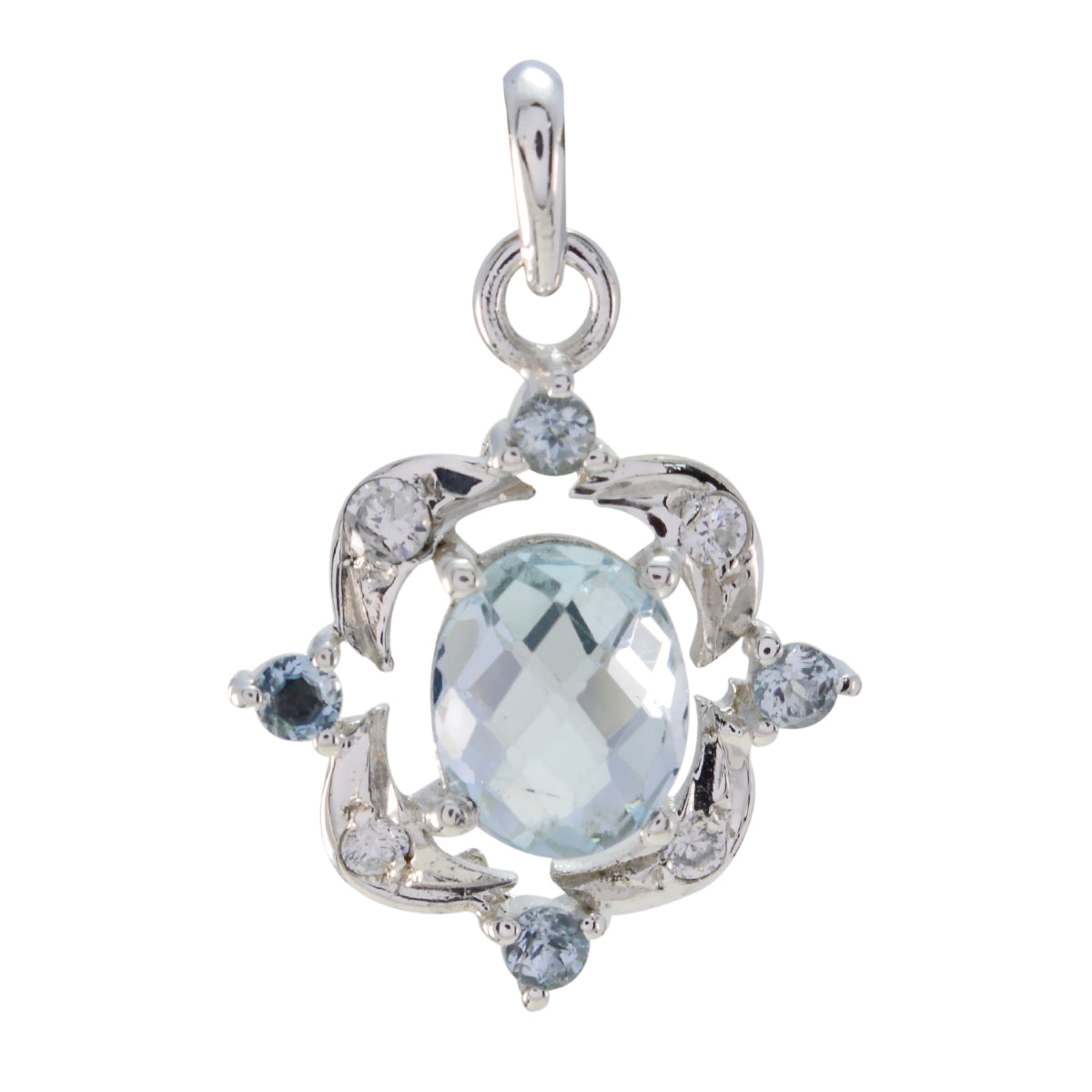 Blauwe Topaas Fluisterdunne Indiase 92,5 Zilveren Meera Propsel Blauwe Hanger Sieraden Secundaire afbeelding