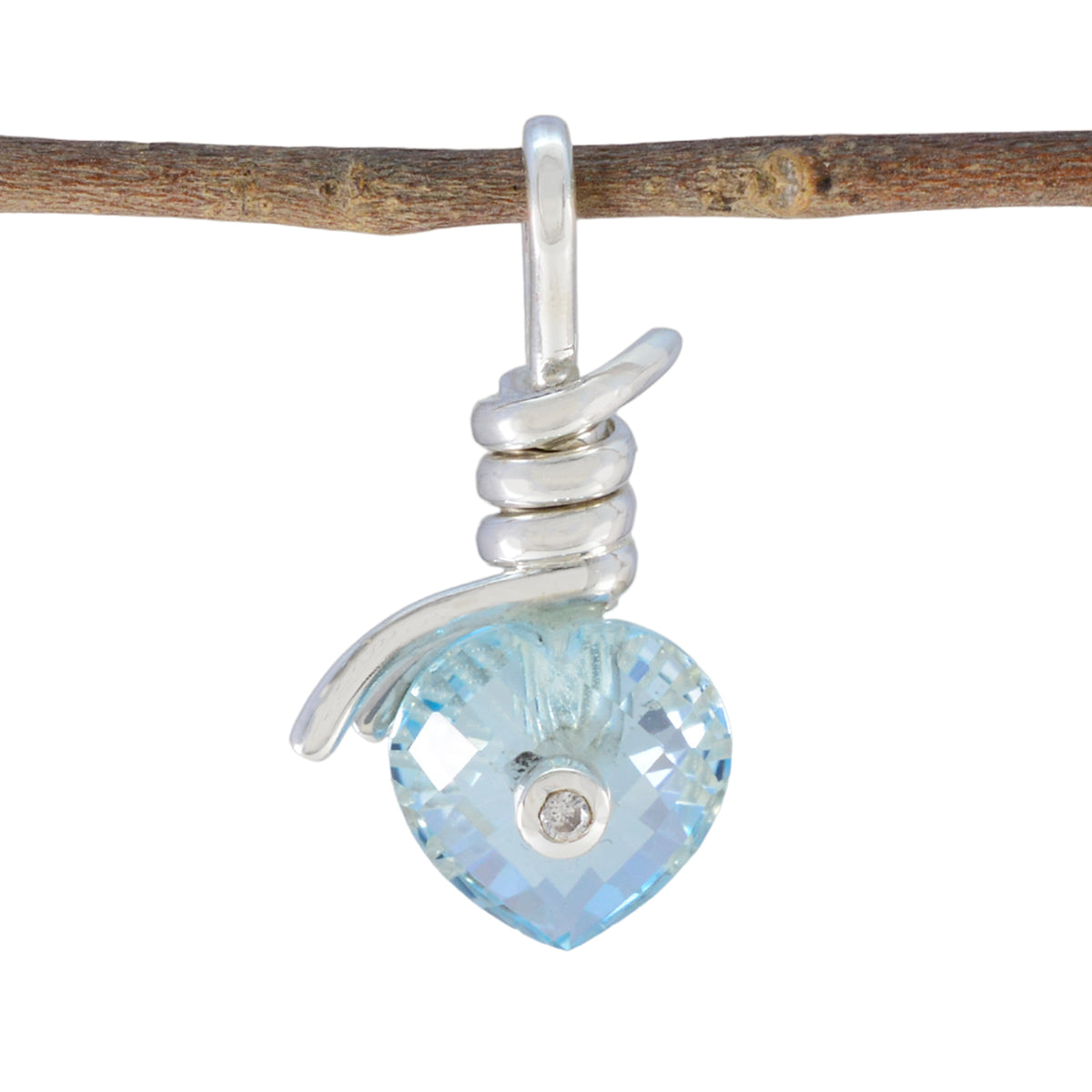 Blue Topaz Dainty Australian 925 Silver multiple Blue Pendant Hoofdafbeelding