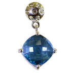 Blue Topaz Slim Indian Silver multiple Blue Pendant