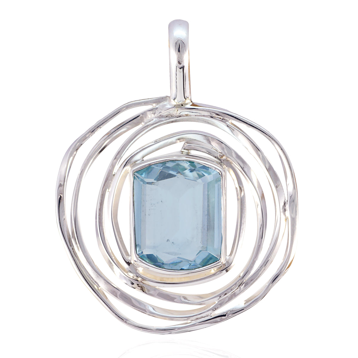 Blue Topaz Tiny American Sterling Silver Solitaire Blue Pendant
