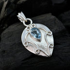 Blue Topaz Whisper-thin Turkish Silver Solitaire Elena Rope-Wire Blue Pendant Jewelry