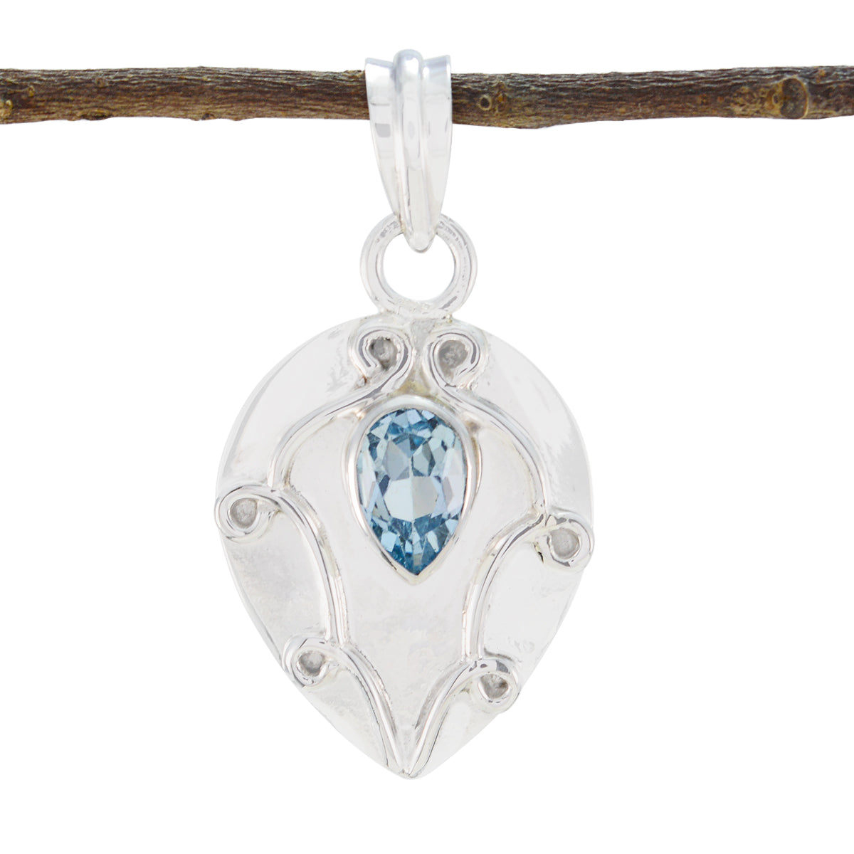 Blue Topaz Whisper-thin Turkish Silver Solitaire Blue Pendant Главное изображение товара