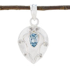 Blue Topaz Whisper-thin Turkish Silver Solitaire Blue Pendant