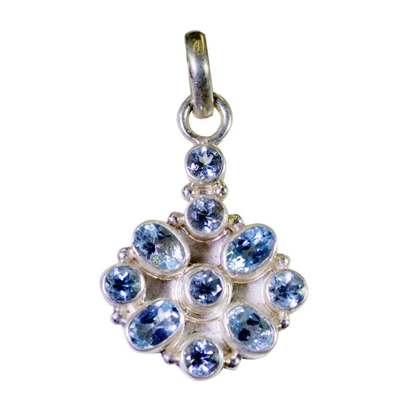 Blue Topaz Tiny American Silver multiple Blue Pendant