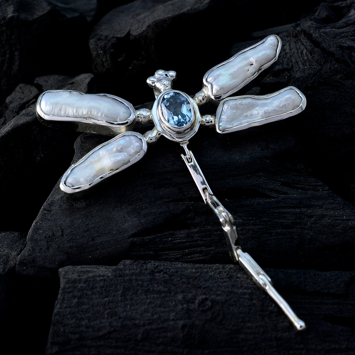 Blue Topaz Statement Egyptian 925 Silver multiple Ivy Cocktail Blue Pendant Jewelry