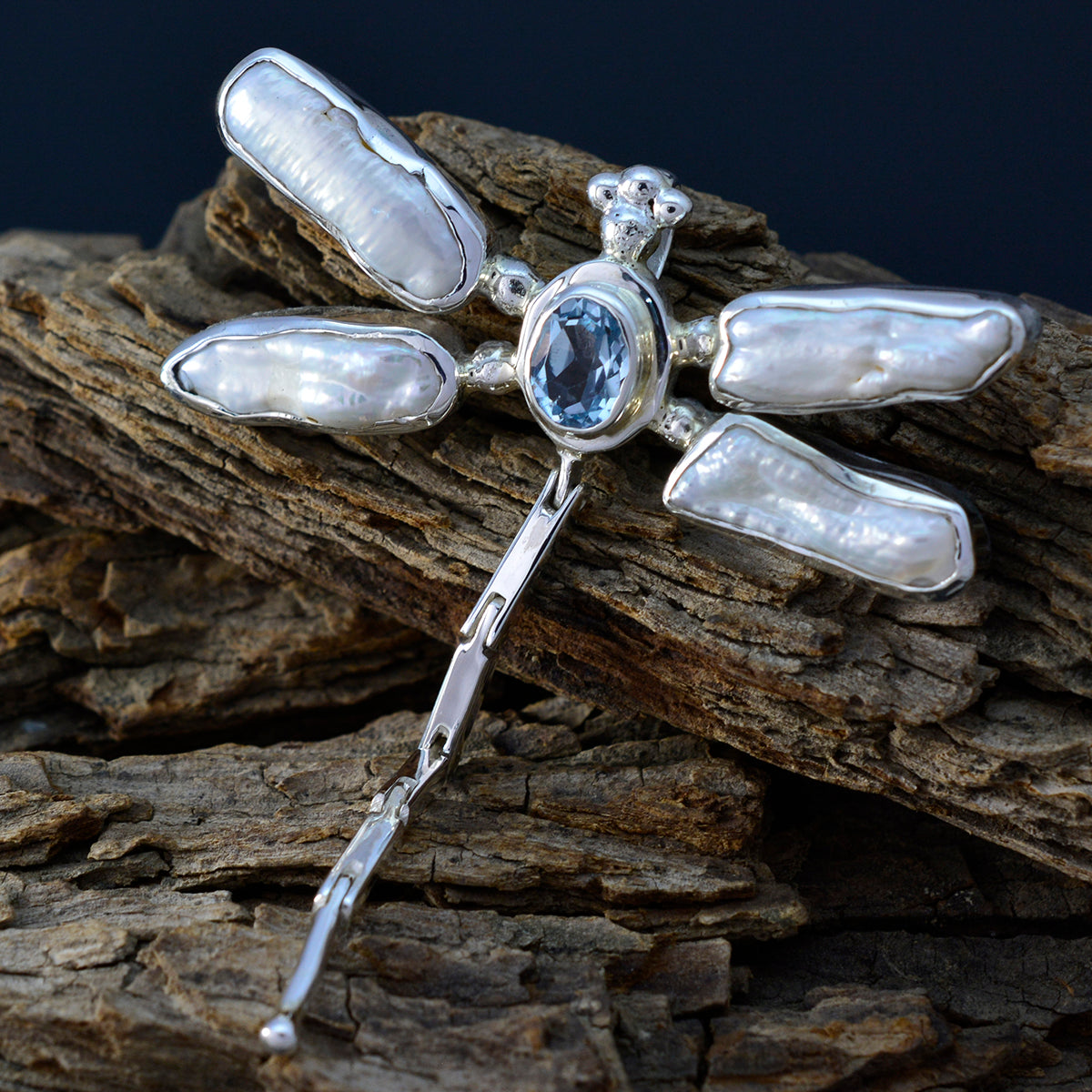 Blue Topaz Statement Egyptian 925 Silver multiple Ivy Cocktail Blue Pendant Jewelry