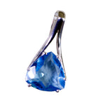 Blue Topaz Dainty German 92.5 Silver Solitaire Bianca Heart Blue Pendant Jewellery