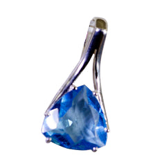 Blue Topaz Dainty German 92.5 Silver Solitaire Bianca Heart Blue Pendant Jewellery