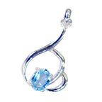 Blue Topaz Tiny Italian 92.5 Silver Solitaire Cecilia Love Blue Pendant Jewellery