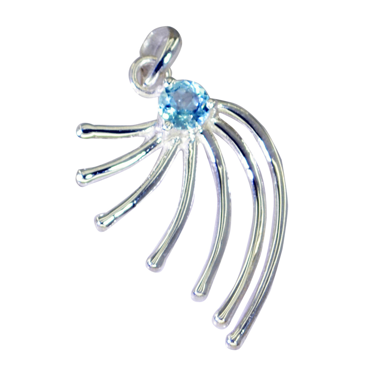 Blauer Topas, winziger spanischer Solitär-Anhänger aus Sterlingsilber, Julia Signet, blauer Schmuck Zweitbild