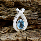 Blue Topaz Delicate German 92.5 Silver Solitaire Luisa Modern Blue Pendant Jewellery