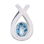 Blue Topaz Delicate German 92.5 Silver Solitaire Blue Pendant