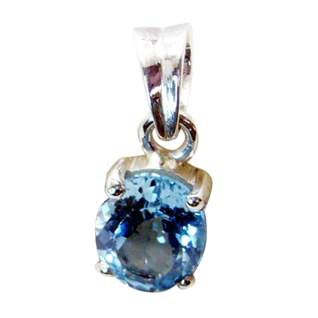 Blue Topaz Minimalist Korean Silver Solitaire Chen Abstract Blue Pendant Jewelry