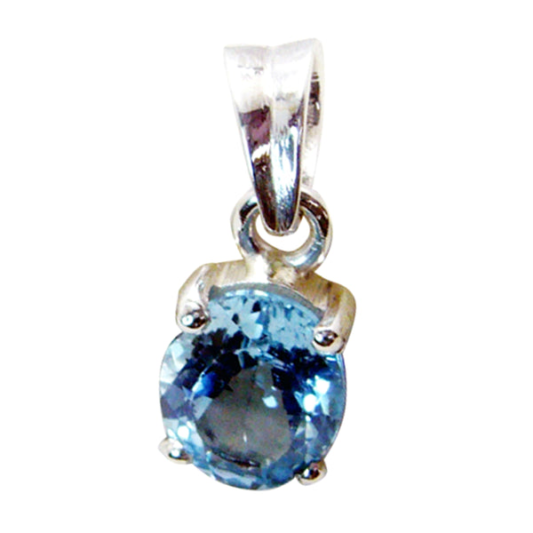 Blue Topaz Minimalist Korean Silver Solitaire Chen Abstract Blue Pendant Jewelry