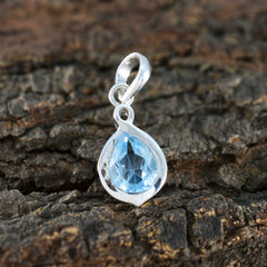 Blue Topaz Elegant Japanese Sterling Silver Solitaire Ji-eun Signet Blue Pendant Jewellery