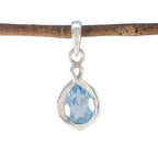 Blue Topaz Elegant Japanese Sterling Silver Solitaire Blue Pendant