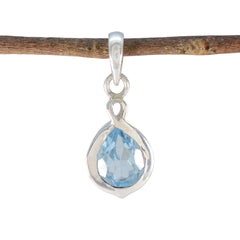 Blue Topaz Elegant Japanese Sterling Silver Solitaire Blue Pendant