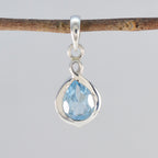 Blue Topaz Elegant Japanese Sterling Silver Solitaire Ji-eun Signet Blue Pendant Jewellery