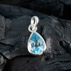 Blue Topaz Elegant Japanese 92.5 Silver Solitaire Naomi Signet Blue Pendant Jewellery