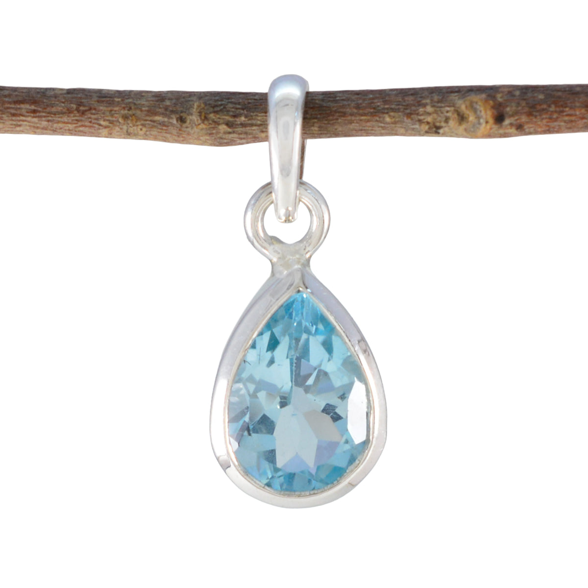 Blue Topaz Elegant Japanese 92.5 Silver Solitaire Blue Pendant