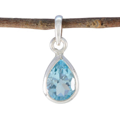 Blue Topaz Elegant Japanese 92.5 Silver Solitaire Blue Pendant