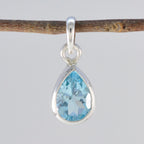 Blue Topaz Elegant Japanese 92.5 Silver Solitaire Naomi Signet Blue Pendant Jewellery