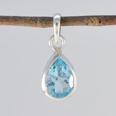 Blue Topaz Elegant Japanese 92.5 Silver Solitaire Naomi Signet Blue Pendant Jewellery