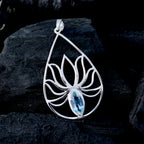 Blue Topaz Delicate German 92.5 Silver Solitaire Ella Rope-Wire Blue Pendant Jewellery