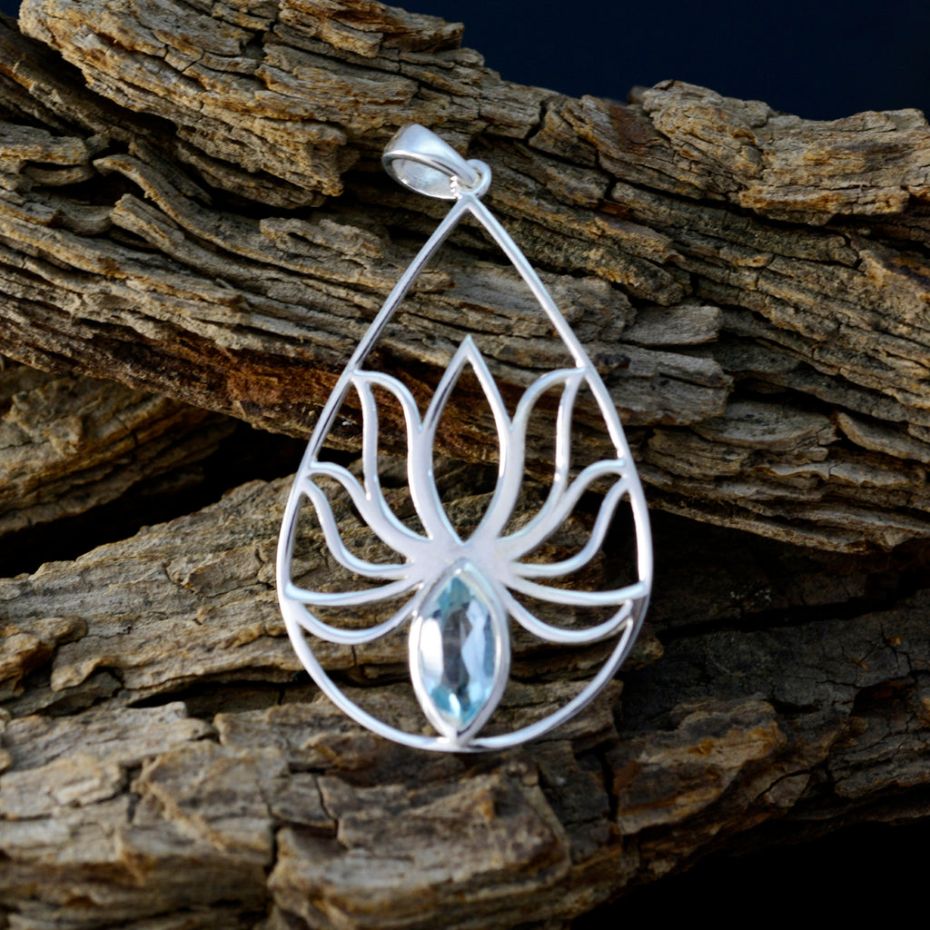 Blue Topaz Delicate German 92.5 Silver Solitaire Ella Rope-Wire Blue Pendant Jewellery