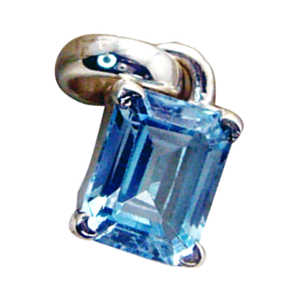 Blue Topaz Slim German Sterling Silver Solitaire Maya Glamorous Blue Pendant Jewellery