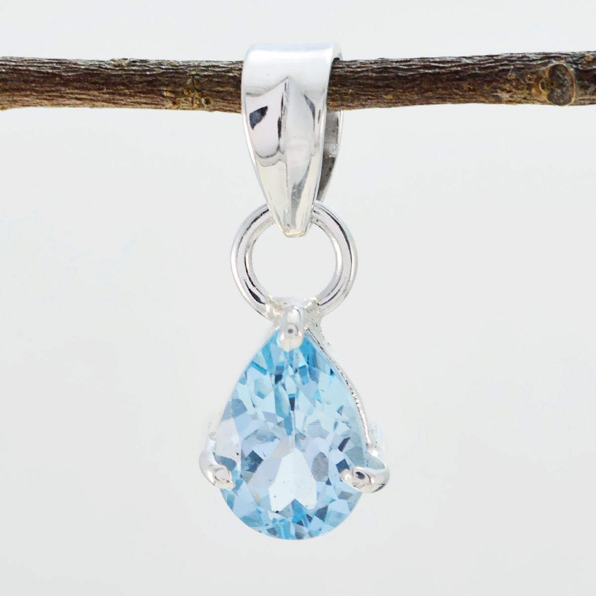 Blauwe Topaas Delicate Spaanse Sterling Zilveren Solitaire Skylar Valentijnsblauwe Hanger Sieraden Secundaire afbeelding
